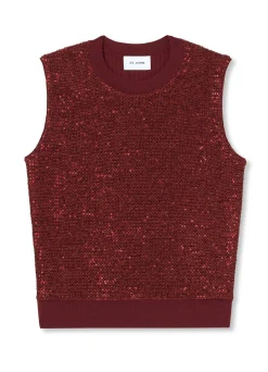 Best St. John Rib Back Sequin Shell Persimmon