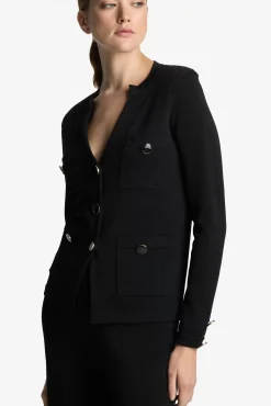 New St. John Santiago Knit Button Jacket Black