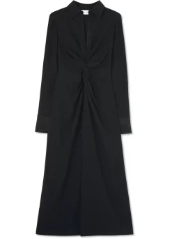 Hot St. John Satin Back Crepe Shirt Dress Black