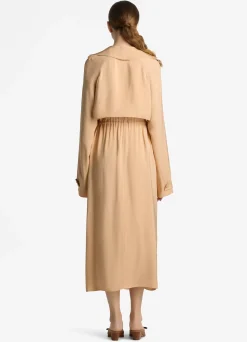 Sale St. John Satin Back Crepe Trench Jacket Macaroon