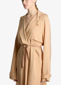Sale St. John Satin Back Crepe Trench Jacket Macaroon