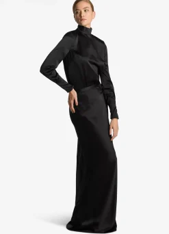 St. John Satin Gown Skirt Black
