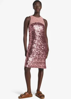 Online St. John Sequin and Tweed Dress Rouge Metallic Multi