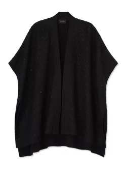 New St. John Sequin Knit Cape Black
