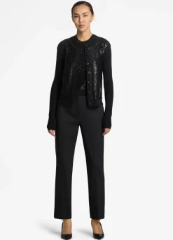 Best St. John Sequin Knit Cardigan Black