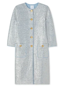 New St. John Sequin Knit Topper Cornflower/Gold