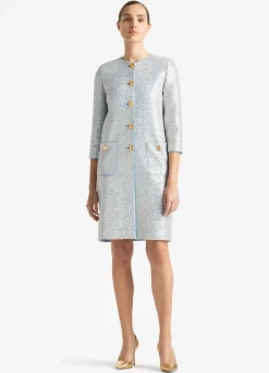 New St. John Sequin Knit Topper Cornflower/Gold