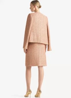 St. John Sequin Plaid Knit Jacket Coral Multi
