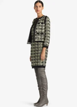 St. John Sequin Slub Knit Jacket Honeydew/Black Multi