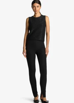 New St. John Sequin Stretch Knit Shell Black