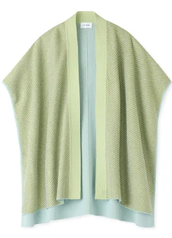 Best St. John Sequin Stretch Twill Knit Cape Chartreuse/Mint Multi
