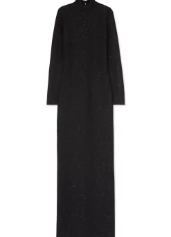 Outlet St. John Sequin Twill Knit Turtleneck Gown Black