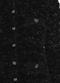 St. John Shiny Faux Fur Eyelash Knit Cardigan Black