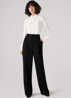 Best St. John Silk Collared Pocket Blouse Black