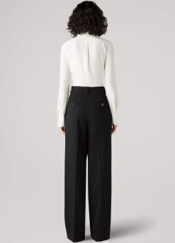 Best St. John Silk Collared Pocket Blouse Black