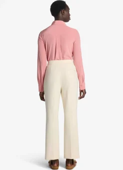 St. John Silk Crepe De Chine Button Front Blouse Rouge