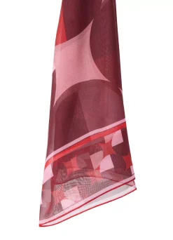 Best St. John SJ Logo Bold Geo Silk Twill Scarf Rouge Multi