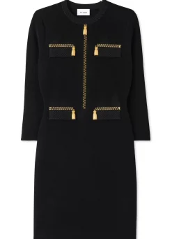 Best St. John SJ Signature Trompe L Oeil Dress Black