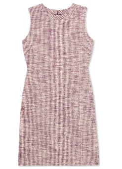 New St. John Slub Mouliné Knit Dress Amethyst/Ecru MultI