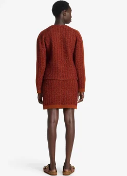 New St. John Sparkly Stretch Knit Jacket Brick Multi