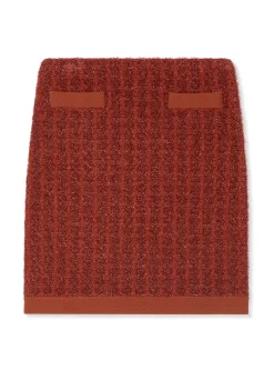 New St. John Sparkly Stretch Knit Skirt Brick Multi