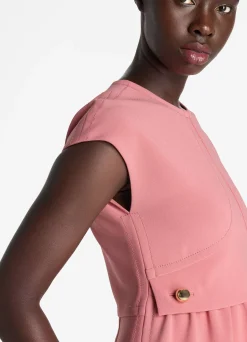 Hot St. John Stretch Cady Cap Sleeve Dress Rouge