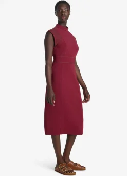 St. John Stretch Cady Mock Neck Dress Raspberry