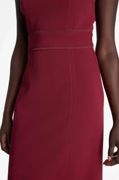 St. John Stretch Cady Mock Neck Dress Raspberry