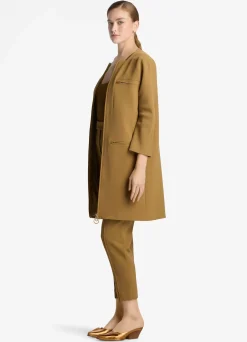 New St. John Stretch Crepe Long Jacket Hazel