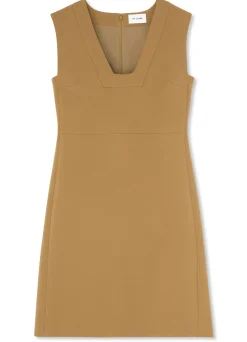 Sale St. John Stretch Crepe Squared V Dress Hazel