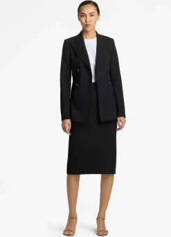 Outlet St. John Stretch Crepe Suiting Skirt Black