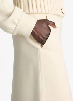 St. John Stretch Crepe Suiting Skirt Ecru
