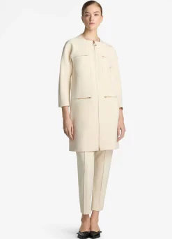 Best St. John Stretch Crepe Zip Jacket Ecru