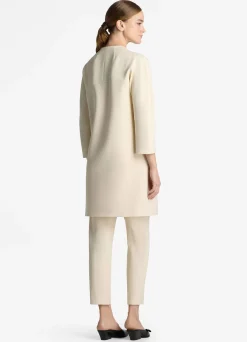 Best St. John Stretch Crepe Zip Jacket Ecru