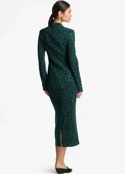 Discount St. John Stretch Geo Jacquard Skirt Spruce/Black Multi