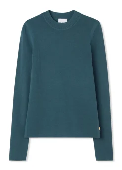 New St. John Stretch Knit Long Sleeve Top Prussian Blue