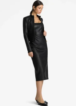 Hot St. John Stretch Nappa Leather Jacket Black