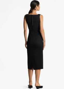 Sale St. John Stretch Square Neck Dress Black