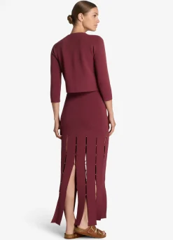 St. John Stretch Viscose Knit Bolero Jacket Cranberry