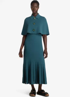 Discount St. John Stretch Viscose Knit Cape Prussian Blue