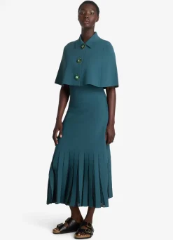 Discount St. John Stretch Viscose Knit Cape Prussian Blue