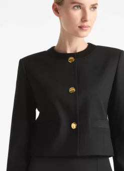 Outlet St. John Stretch Wool Jacket Black