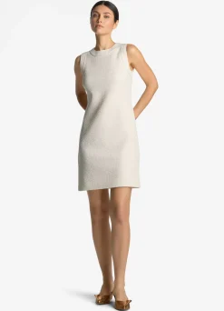 St. John Textured Open Weave Dress Ivory Multi