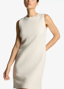 St. John Textured Open Weave Dress Ivory Multi