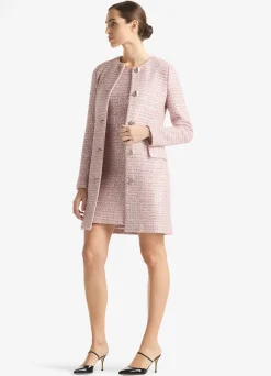 Online St. John Textured Plaid Sequin Knit Topper Pink/Rose Multi