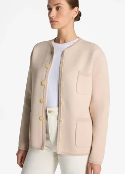 Outlet St. John Textured Stretch Twill Jacket Light Peony