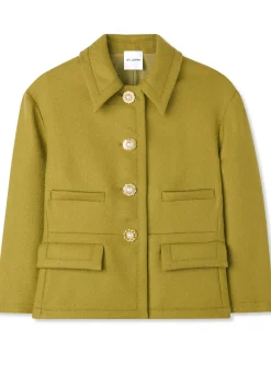 St. John Textured Wool Short Jacket Moss