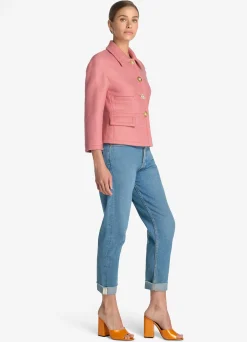 Sale St. John Textured Wool Short Jacket Rouge