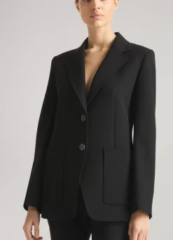 Discount St. John The Boardroom Blazer in Stretch Crepe Suiting Black