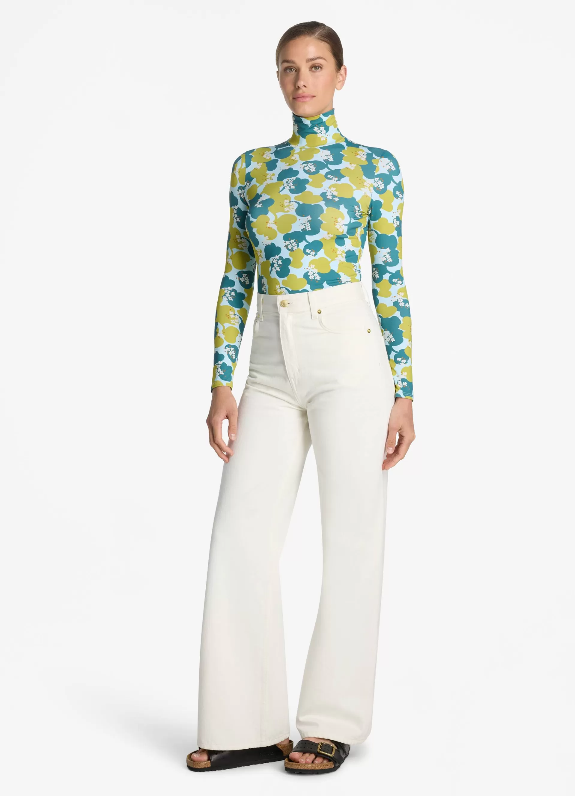 St. John 60s Floral Print Nuda Turtleneck | COCKTAIL & PARTY | TOPS & SHELLS